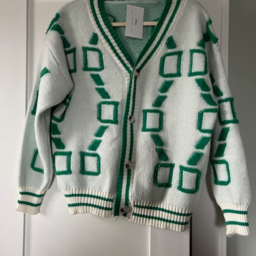 NWT Green and White Cardigan